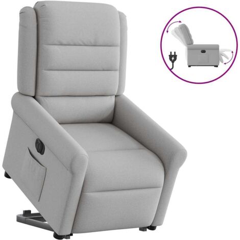 Sillón eléctrico reclinable elevable de tela gris nube vidaXL