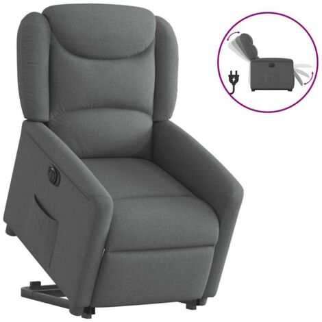 Sillón eléctrico reclinable elevable de tela gris oscuro