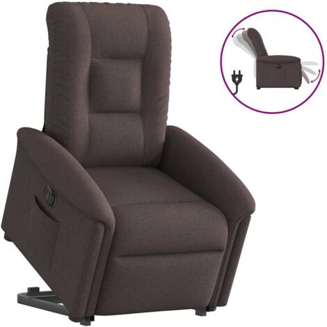 Sillón eléctrico reclinable elevable de tela marrón oscuro
