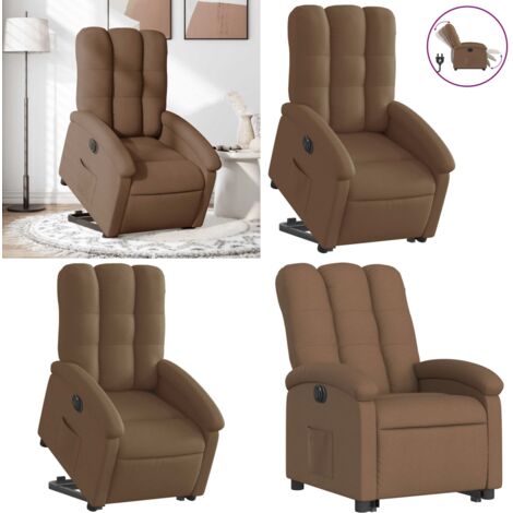 Sillón eléctrico reclinable elevable de tela marrón - Sillón elevable - Sillón para personas mayores
