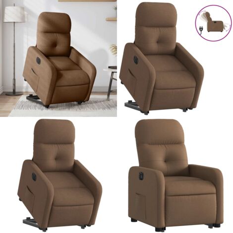 Sillón eléctrico reclinable elevable de tela marrón - Sillón elevable - Sillón para personas mayores
