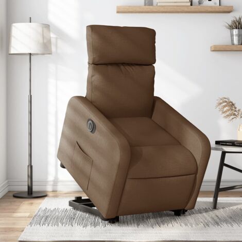Sillón eléctrico reclinable elevable de tela marrón vidaXL