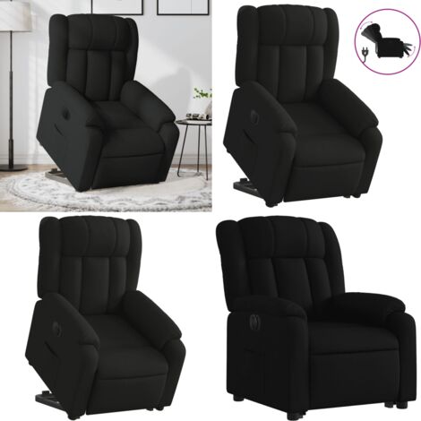 Sillón eléctrico reclinable elevable de tela negro - Silla elevable - Silla para personas mayores