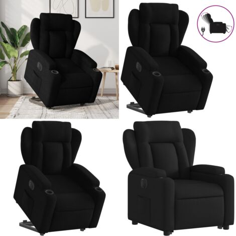 Sillón eléctrico reclinable elevable de tela negro - Sillón elevable - Sillón para personas mayores
