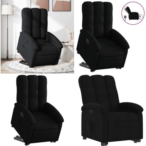 Sillón eléctrico reclinable elevable de tela negro - Sillón elevable - Sillón para personas mayores