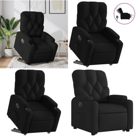 Sillón eléctrico reclinable elevable de tela negro - Sillón elevable - Sillón para personas mayores