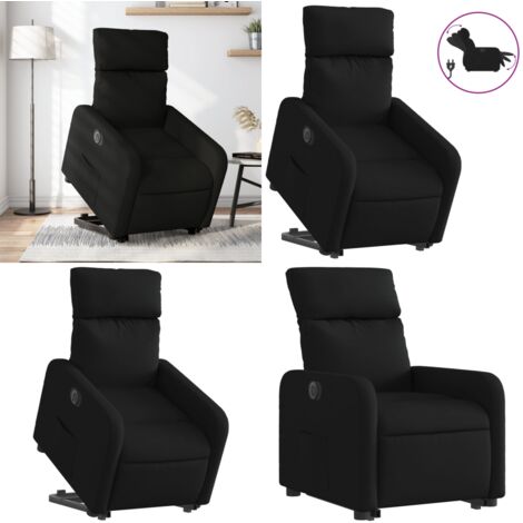 Sillón eléctrico reclinable elevable de tela negro - Sillón elevable - Sillón para personas mayores
