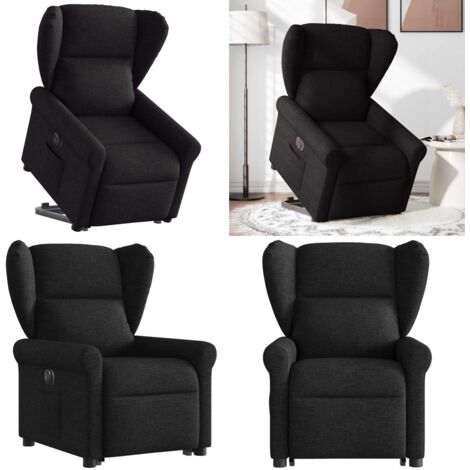 Sillón eléctrico reclinable elevable de tela negro - Sillón elevable - Sillón para personas mayores