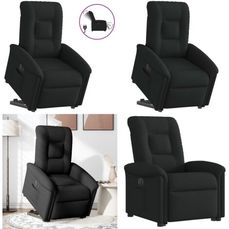 Sillón eléctrico reclinable elevable de tela negro - Sillón elevable - Sillón para personas mayores