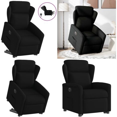 Sillón eléctrico reclinable elevable de tela negro - Sillón elevable - Sillón para personas mayores