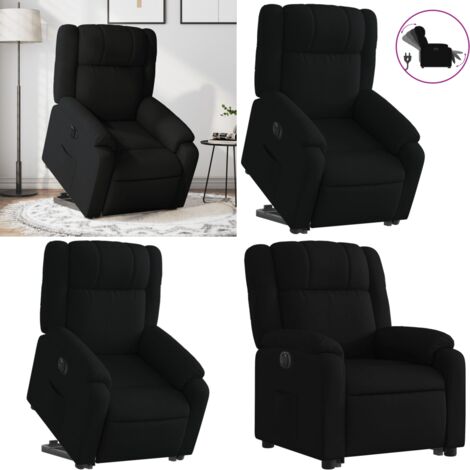 Sillón eléctrico reclinable elevable de tela negro - Sillón elevable - Sillón para personas mayores