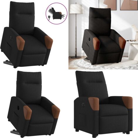 Sillón eléctrico reclinable elevable de tela negro - Sillón elevable - Sillón para personas mayores