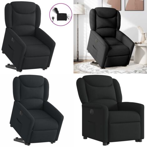 Sillón eléctrico reclinable elevable de tela negro - Sillón elevable - Sillón para personas mayores