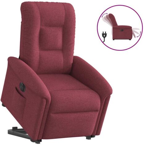 Sillón eléctrico reclinable elevable de tela rojo tinto
