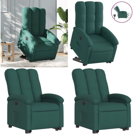 Sillón eléctrico reclinable elevable de tela verde oscuro - Sillón elevable - Asiento eléctrico