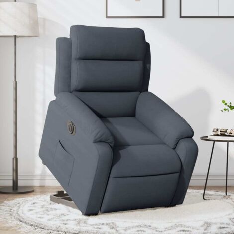 Sillón eléctrico reclinable elevable de terciopelo gris oscuro vidaXL