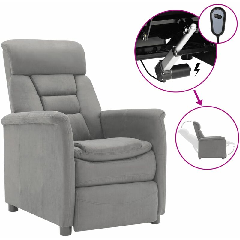 

Sillón eléctrico reclinable piel de ante sintética gris claro