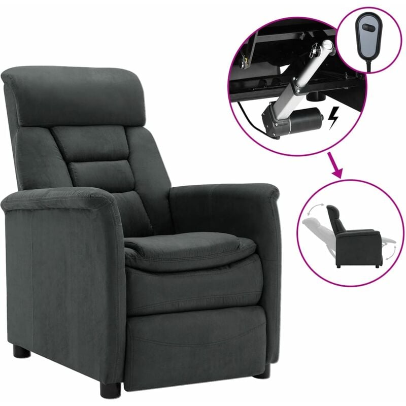 

Sillón eléctrico reclinable piel de ante sintética gris oscuro