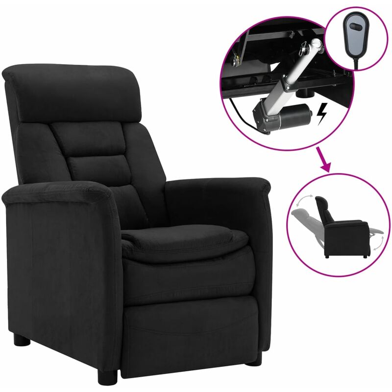

Sillón eléctrico reclinable piel de ante sintética negro