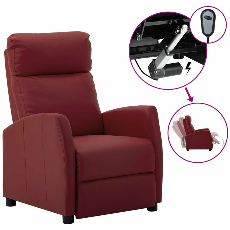 

Sillon electrico reclinable piel sintetica rojo vino