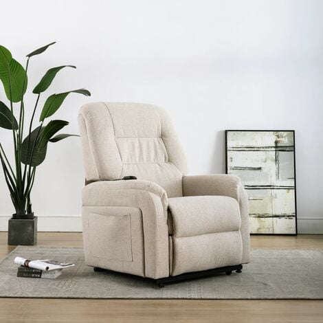 Sillón eléctrico reclinable TV e incorporación tela color crema