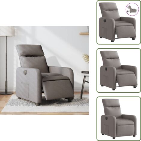 Sillón eléctrico - vidaXL Sillón reclinable eléctrico tela gris taupé - Respaldo eléctrico