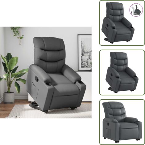 Sillón eléctrico - vidaXL Sillón reclinable elevable cuero artificial gris - Sillón con motor