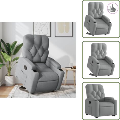 Sillón eléctrico - vidaXL Sillón reclinable elevable de tela gris claro - Sillón con motor
