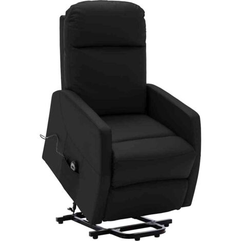 Sillón elevable cuero sintético negro vidaXL