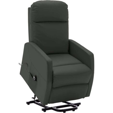 Sillón elevable de cuero sintético gris antracita