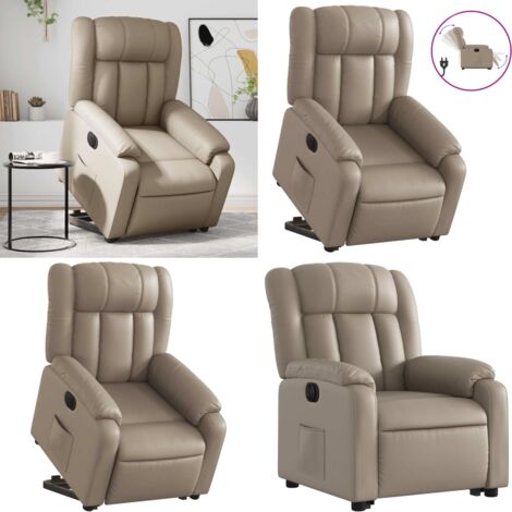 Sillón elevable eléctrico cuero artificial capuchino - Silla elevable eléctrica - Silla para personas mayores