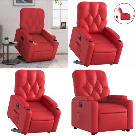 Sillón elevable eléctrico cuero artificial rojo - Sillón reclinable eléctrico - Asiento elevable
