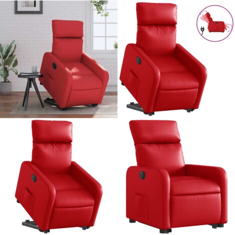 Sillón elevable eléctrico cuero artificial rojo - Sillón reclinable eléctrico - Sillón para personas mayores