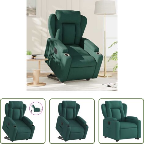 Sillón elevable -  Sillón eléctrico reclinable elevable de tela verde oscuro
