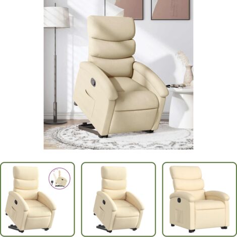 Sillón elevable -  Sillón reclinable elevable de tela color crema