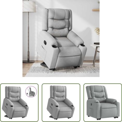 Sillón elevable -  Sillón reclinable elevable de tela gris claro