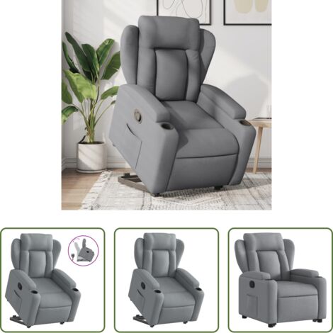 Sillón elevable -  Sillón reclinable elevable de tela gris claro
