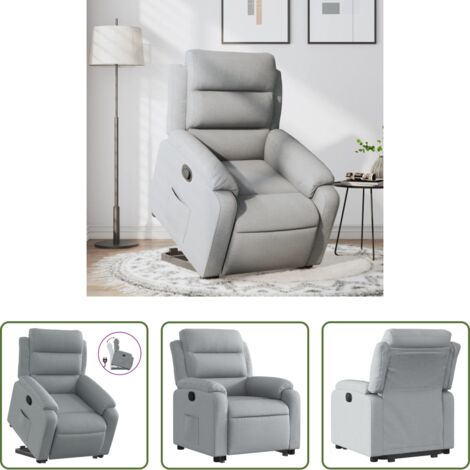 Sillón elevable -  Sillón reclinable elevable de tela gris claro