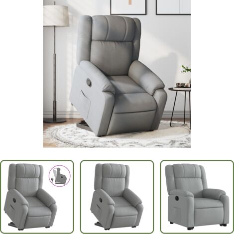 Sillón elevable -  Sillón reclinable elevable de tela gris claro