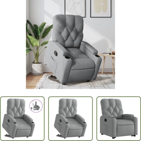 Sillón elevable -  Sillón reclinable elevable de tela gris claro