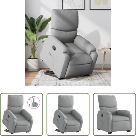 Sillón elevable -  Sillón reclinable elevable de tela gris claro