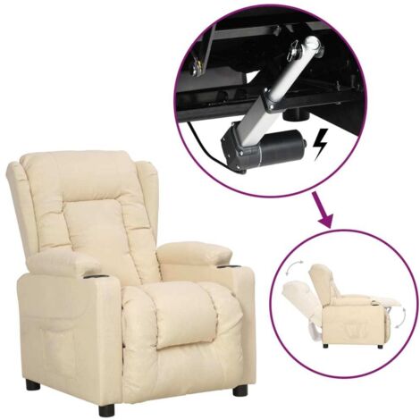 Sillón elevable tela crema vidaXL