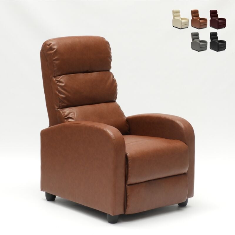 

Sillón relax reclinable con reposapiés símil piel Alice | Color: Marrón