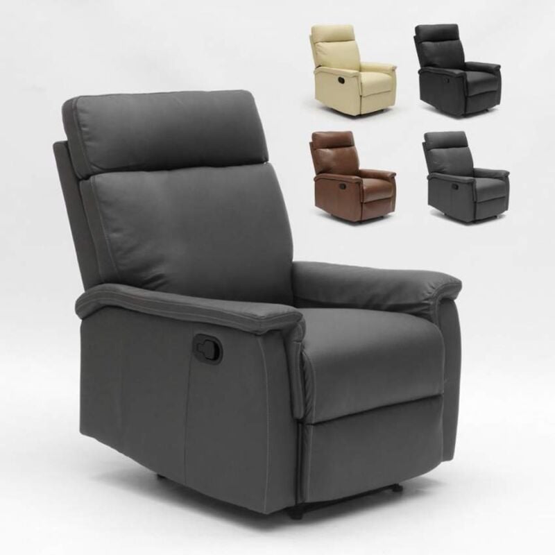 

Sillón Relax Reclinable con Reposapiés de Cuero Polipiel Aurora | Color: Gris