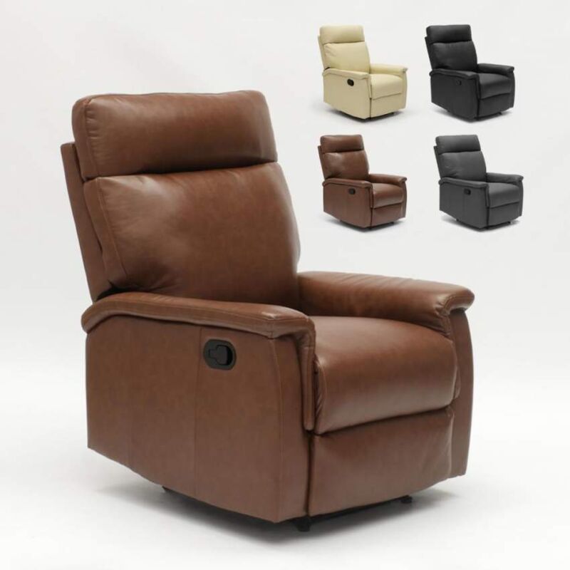 

Sillón Relax Reclinable con Reposapiés de Cuero Polipiel Aurora | Color: Marrón