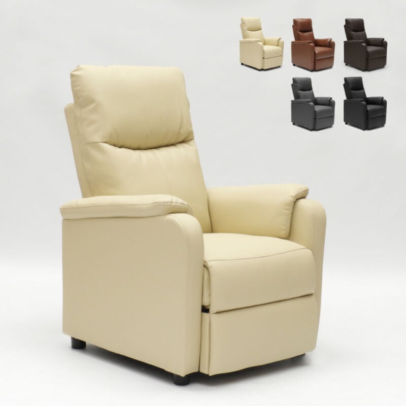

Sillón Relax Reclinable con Reposapiés de Cuero Polipiel Giulia | Color: Beige