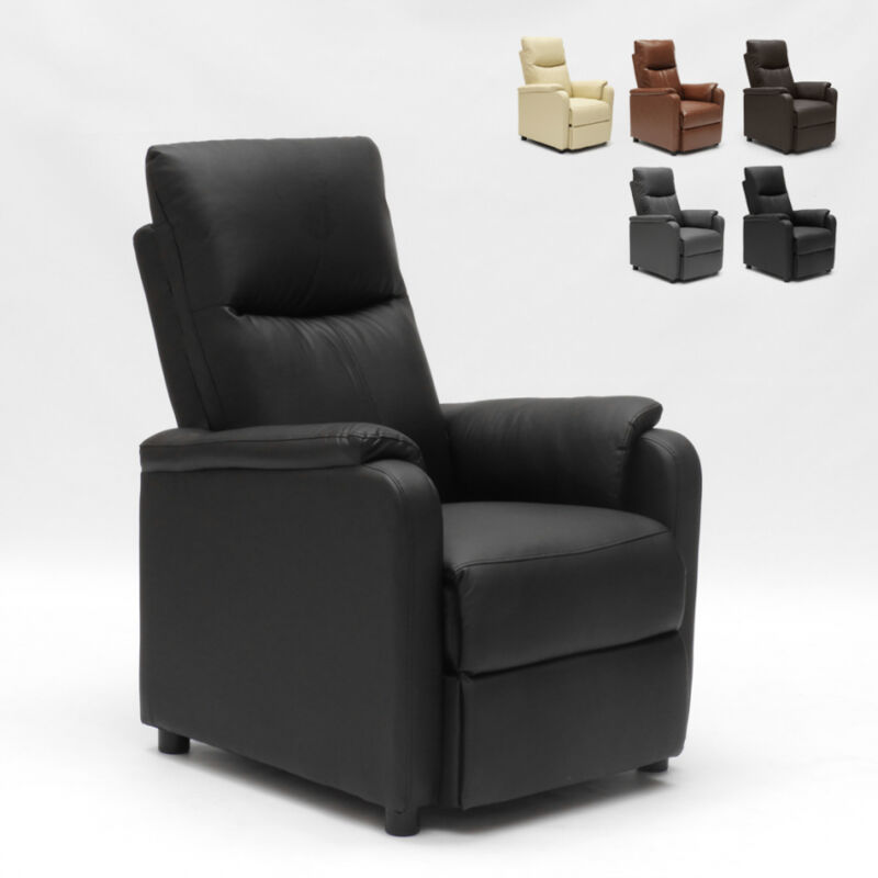 

Sillón Relax Reclinable con Reposapiés de Cuero Polipiel Giulia | Color: Negro