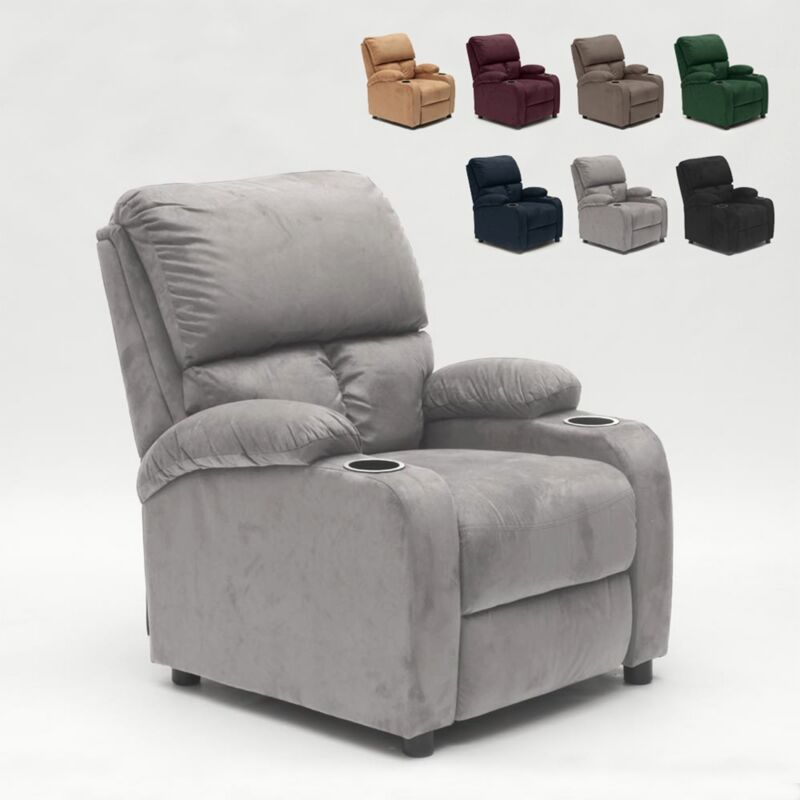 

Sillón Relax Reclinable con Reposapiés de Microfibra y Terciopelo Lucrezia | Gris