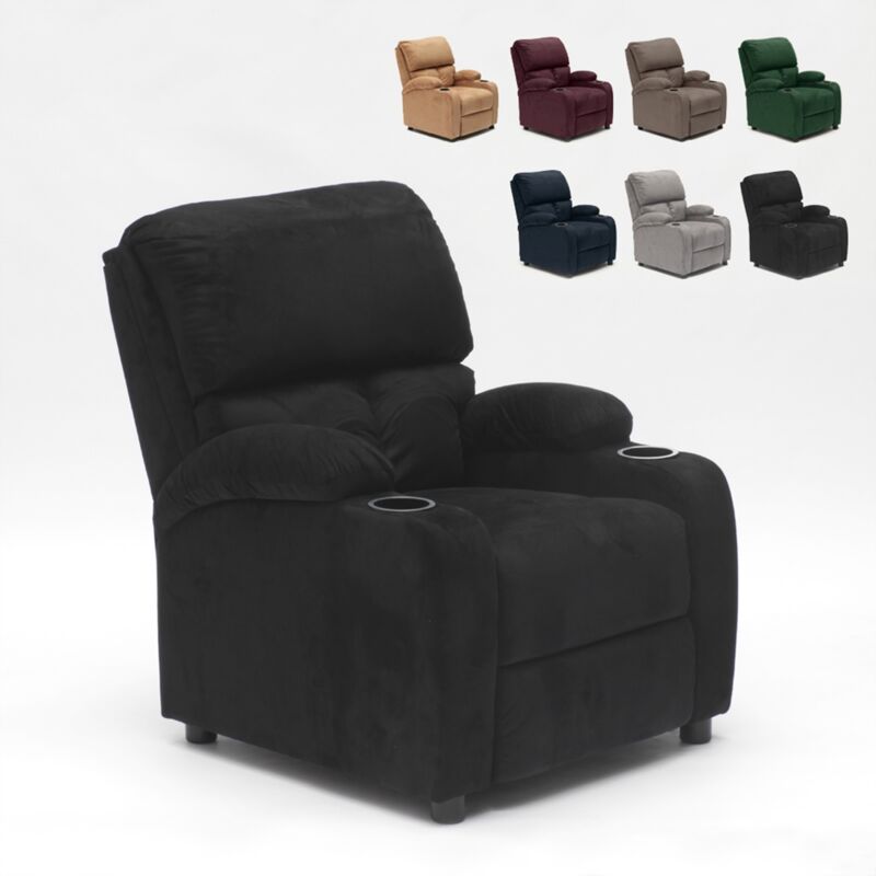 

Sillón Relax Reclinable con Reposapiés de Microfibra y Terciopelo Lucrezia | Color: Negro