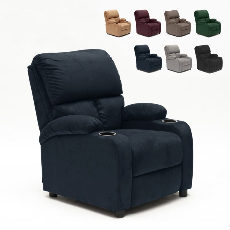 

Sillón Relax Reclinable con Reposapiés de Microfibra y Terciopelo Lucrezia | Azul Marino